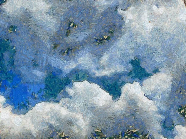Wolken Und Himmel Illustrationen Schafft Einen Impressionistischen Malstil — Stockfoto