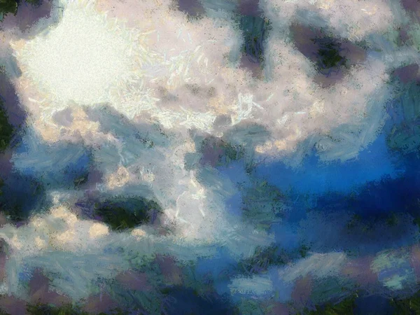 Sole Cielo Nuvole Illustrazioni Crea Uno Stile Impressionista Pittura — Foto Stock
