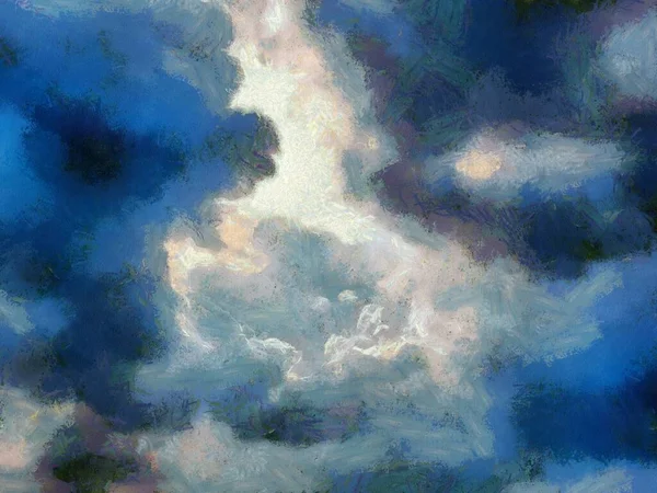 Sonnenhimmel Wolken Illustrationen Schafft Einen Impressionistischen Malstil — Stockfoto