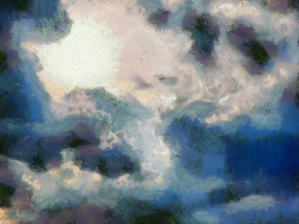 Zon Lucht Wolken Illustraties Creëert Een Impressionistische Stijl Van Schilderen — Stockfoto