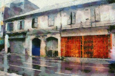 Çayır, gökyüzü ve orman illüstrasyonu Empresyonist resim yaratıyor.