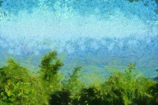 Paesaggio Montano Illustrazioni Crea Uno Stile Impressionista Pittura — Foto Stock