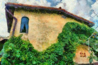 İtalyan stili renkli İtalyan mimari tasvirleri empresyonist bir resim tarzı yaratıyor..