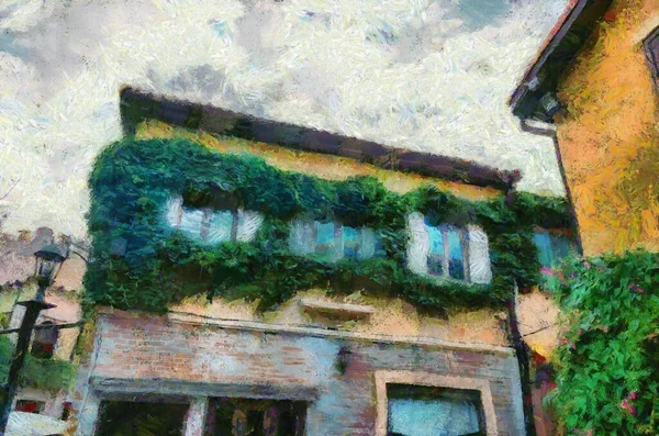 Italian Style Colorful Italian Style Architecture Illustrations Creates Impressionist Style — Stock Photo, Image