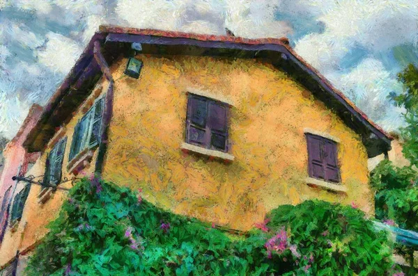 Italian Style Colorful Italian Style Architecture Illustrations Creates Impressionist Style — Stock Photo, Image