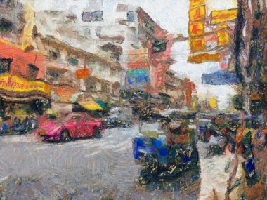 Bangkok 'taki Chinatown Yearat, empresyonist bir resim tarzı yaratıyor..