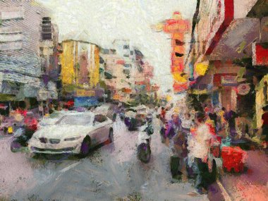 Bangkok 'taki Chinatown Yearat, empresyonist bir resim tarzı yaratıyor..