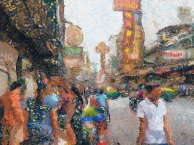 Bangkok 'taki Chinatown Yearat, empresyonist bir resim tarzı yaratıyor..