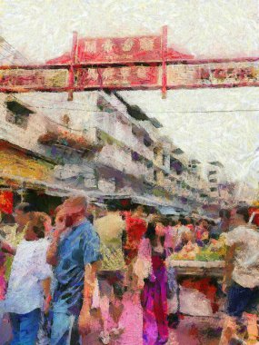 Bangkok 'taki Chinatown Yearat, empresyonist bir resim tarzı yaratıyor..
