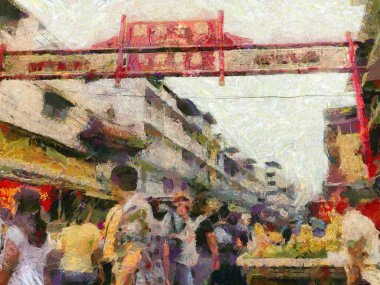 Bangkok 'taki Chinatown Yearat, empresyonist bir resim tarzı yaratıyor..