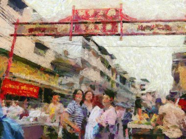 Bangkok 'taki Chinatown Yearat, empresyonist bir resim tarzı yaratıyor..