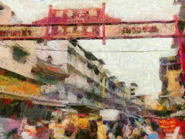 Bangkok 'taki Chinatown Yearat, empresyonist bir resim tarzı yaratıyor..