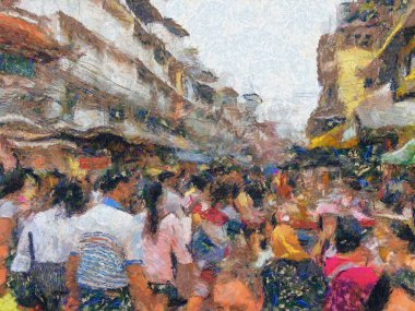 Bangkok 'taki Chinatown Yearat, empresyonist bir resim tarzı yaratıyor..