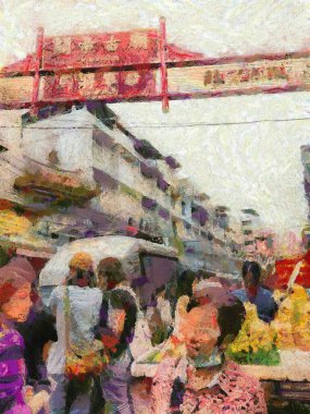 Bangkok 'taki Chinatown Yearat, empresyonist bir resim tarzı yaratıyor..