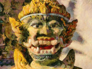 Antik Tayland tapınağı resimleri empresyonist bir stil yaratıyor..