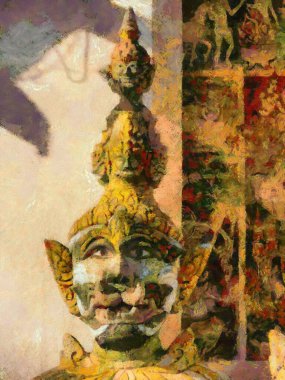 Antik Tayland tapınağı resimleri empresyonist bir stil yaratıyor..