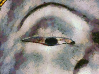 Antik Buda heykelleri, güzel sanatlar, Kuzey Tayland resimleri empresyonist bir resim tarzı yaratıyor..