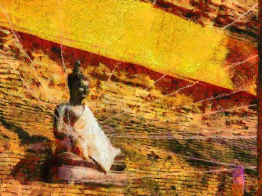 Antik Buda heykelleri, güzel sanatlar, Kuzey Tayland resimleri empresyonist bir resim tarzı yaratıyor..