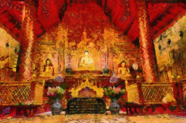 Phra Singh Buda heykeli, Buda heykelleri Chiang Saen sanat eserleri empresyonist bir resim stili yaratıyor..