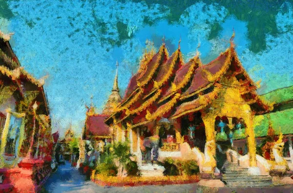 Templos Antiguos Arte Arquitectura Estilo Tailandés Del Norte Ilustraciones Crea — Foto de Stock