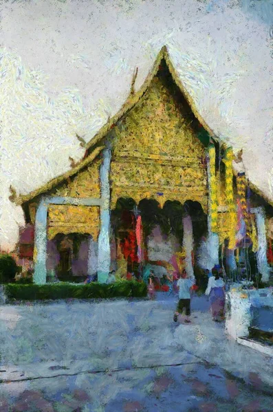 Antichi Templi Arte Architettura Nel Nord Stile Thailandese Illustrazioni Crea — Foto Stock