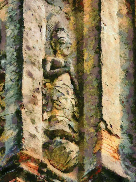 Ancient Buddha Statues Fine Arts Northern Thailand Illustrations Creates Impressionist — Stock Photo, Image