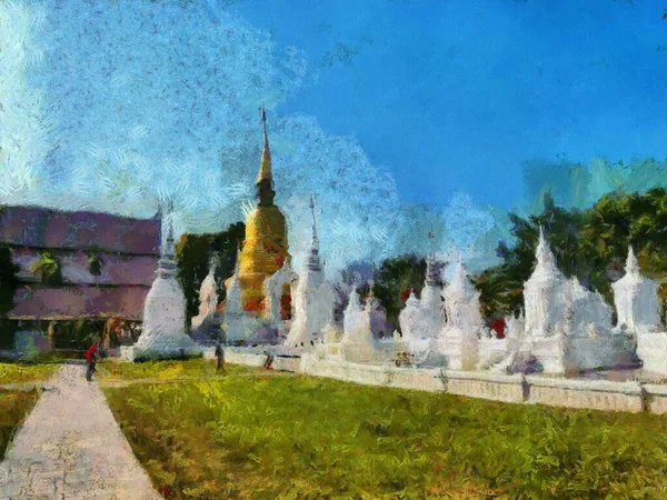 Wat Suan Dok Templo Chiang Mai Tailandia Ilustraciones Crea Estilo — Foto de Stock