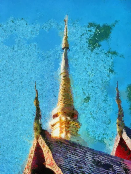 Ancient Temples Art Architecture Northern Thai Style Illustrations Creates Impressionist — Stock Photo, Image