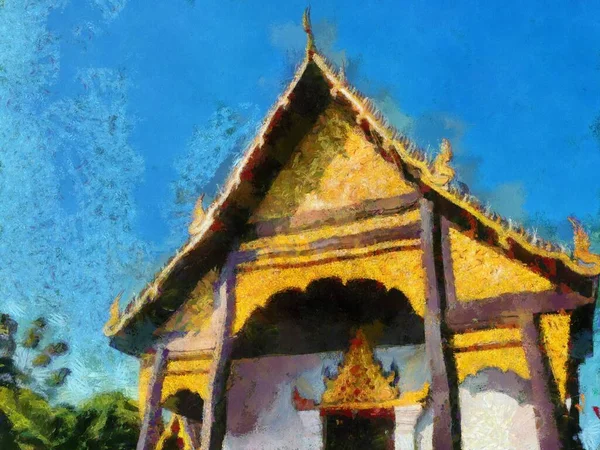 Αρχαίοι Ναοί Τέχνη Και Αρχιτεκτονική Στο Βόρειο Ταϊλανδέζικο Στυλ Εικονογραφήσεις — Φωτογραφία Αρχείου