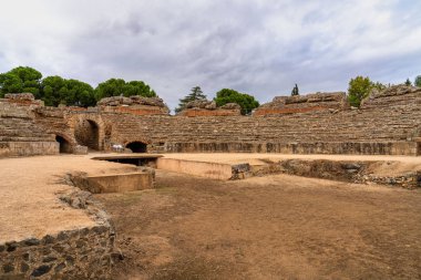 Merida 'da Roma Amfitiyatrosu, Extremadura' da Augusta Emerita, İspanya