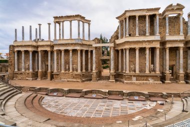 Merida 'da Roma Amfitiyatrosu, Extremadura' da Augusta Emerita, İspanya