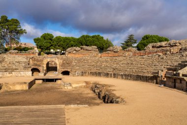 Merida 'da Roma Amfitiyatrosu, Extremadura' da Augusta Emerita, İspanya