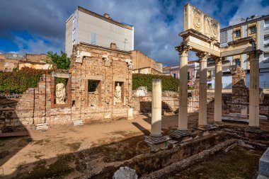 Merida, Extremadura, İspanya 'daki Augusta Emerita Belediye Forumundan Portico