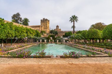 Cordoba, Endülüs, İspanya 'daki Hristiyan hükümdarlarının Alcazar bahçeleri.