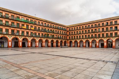 Corredera Meydanı 'nın ünlü manzarası, Cordoba Plaza de la Corredera, İspanya