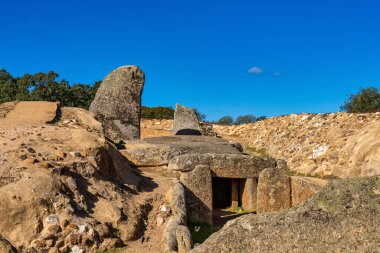 Lacara Dolmenleri, La Nava de Santiago yakınlarındaki cenaze odası, Extremadura. İspanya
