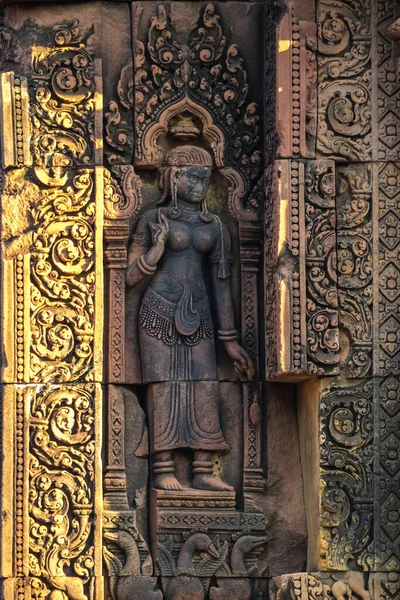 Banteay Srei є індуїстський храм присвячений Шиві в Камбоджі Ангкор, — стокове фото