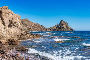 Cabo de Gata Nijar Park Kayalık Kıyısı, Almeria, İspanya