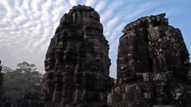 Templo Bayon Templo Khmer Ricamente Decorado Angkor Camboya Asia Característica — Vídeo de stock