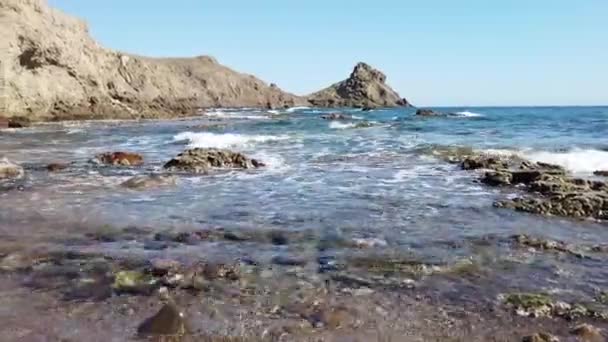 Costa Rochosa Parque Cabo Gata Nijar Almeria Espanha Andaluzia Maior — Vídeo de Stock