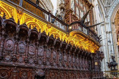 Cordoba Mezquita Katedrali 'nde inanılmaz bir koro. Endülüs, İspanya