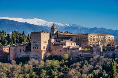 View of Alhambra Palace in Granada, Spain in Europe clipart