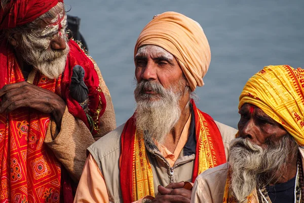 Varanasi, India - Dec 23, 2019: Sadhu at the ghats in Varanasi in India — стокове фото