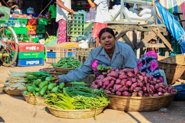 Mawlamyine, Myanmar - Nov 05, 2019: A market in the city center