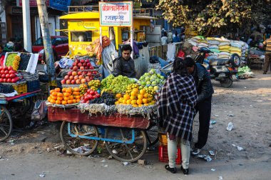 Old Delhi, India - Jan 09, 2020: A local market in a street near Jama Masjid