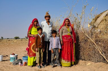 Jaisalmer, India - Dec 30, 2019: Beautiful dressed family in Jaisalmer,Rajasthan