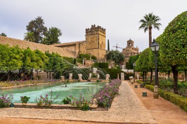 Cordoba, Endülüs, İspanya 'daki Hristiyan hükümdarlarının Alcazar bahçeleri.