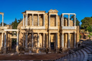 Merida 'da Roma Amfitiyatrosu, Extremadura' da Augusta Emerita, İspanya