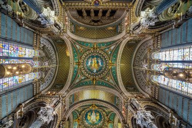 Inside the Basilica of Notre-Dame of Fourviere, La Basilique Notre Dame de Fourviere in Lyon, France, Europe clipart