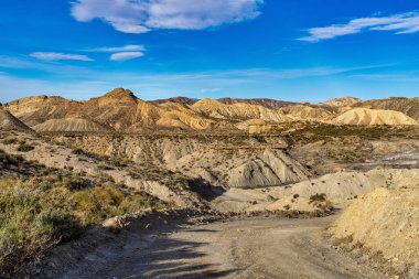 Tabernas Çölü, Desierto de Tabernas. Avrupa sadece çöl. Almerya, Endülüs bölgesi, İspanya. Vahşi doğa koruma alanı ve spagetti batı filmleri için mekan.